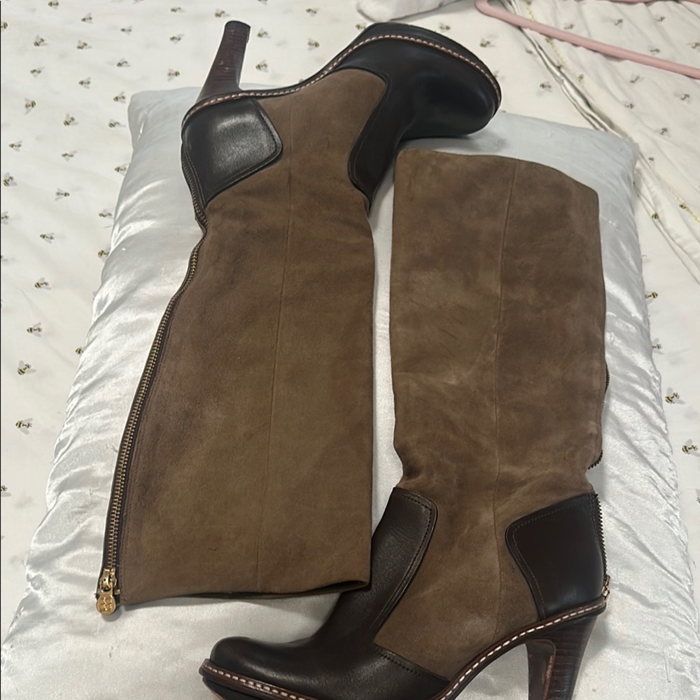BCBG Elegant Brown Leather Knee-High Boots